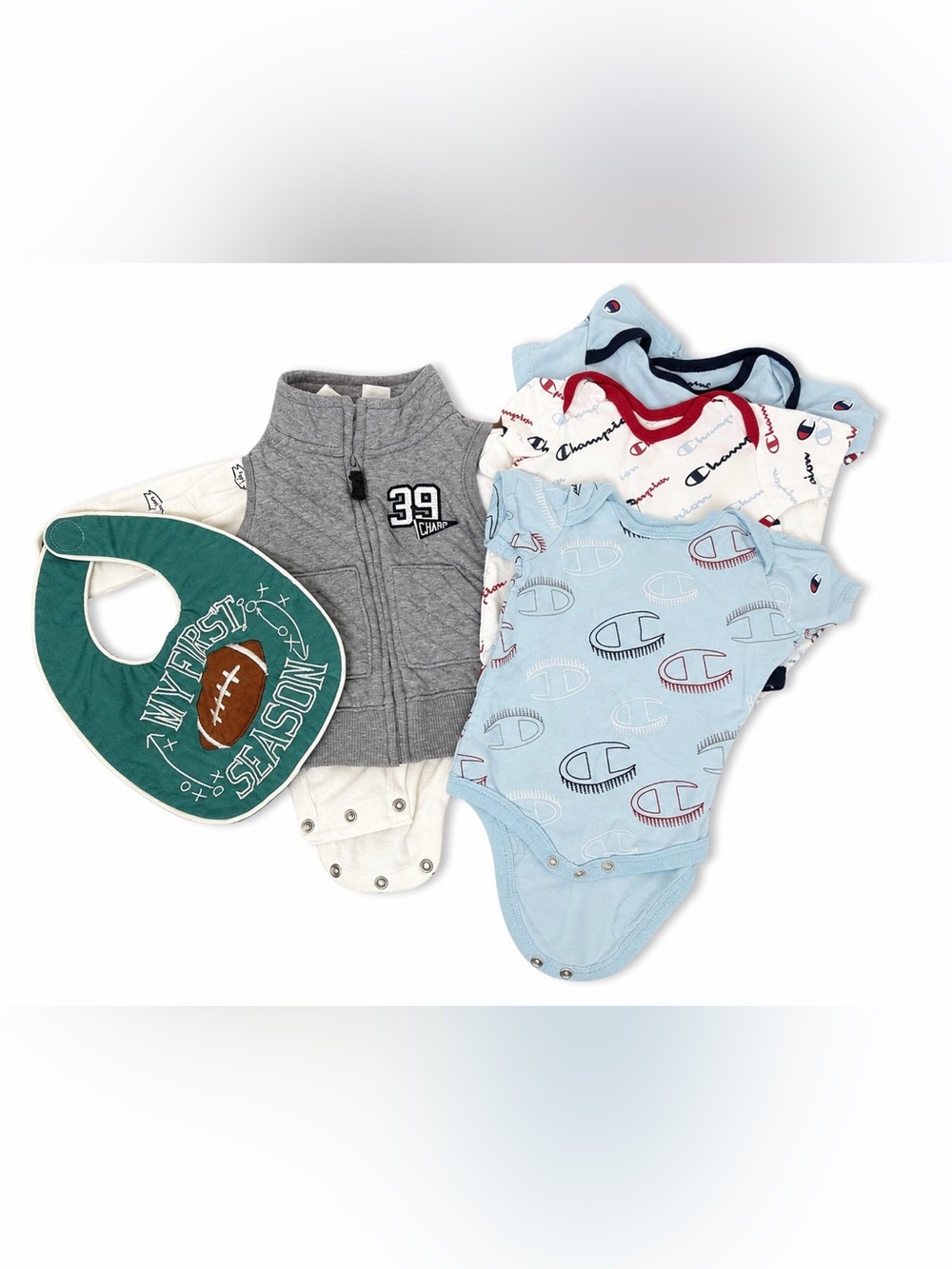 Champion Baby Onesie & Quilted Vest Set - Sports Pack!